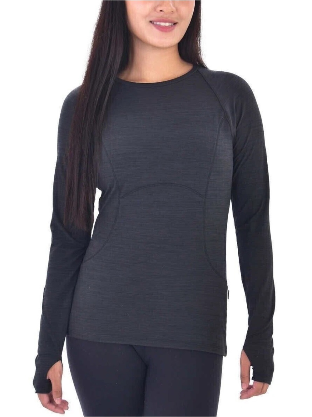 Spyder Active Brushed Long‎ Sleeve Active Tee Size Small Thumbhole Pocket Black